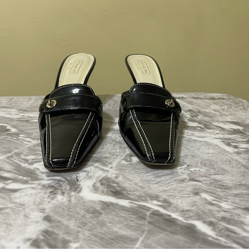 Coach Camryn Black Heel Shoes Size 8.5 Made In Italy Formal Party Cocktail - Picture 9 of 14